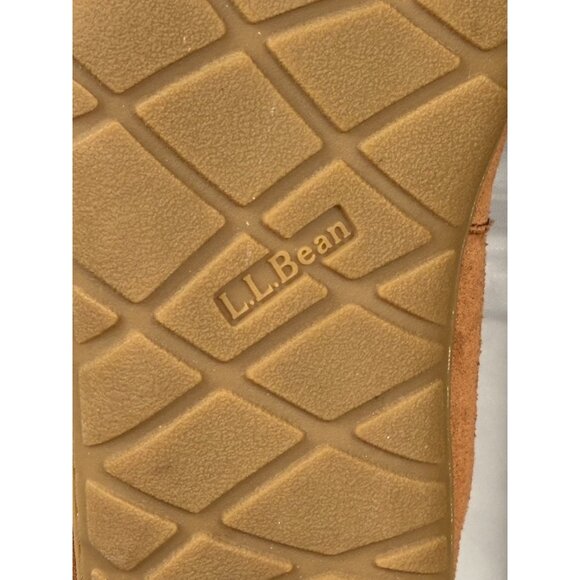LL Bean Wicked Good Moccasins Men's 13 Suede Brown Leather Slippers Slip On - Picture 14 of 16